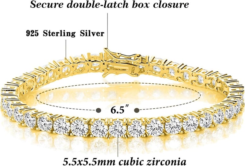 TIKJE 925 Sterling Silver 2-7mm Cubic Zirconia Classic Tennis Bracelet | White Gold Bracelets for Women | Size 6-8.5 inches - Image 2